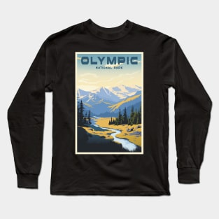 Olympic National Park Travel Poster Long Sleeve T-Shirt